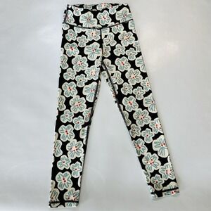 Hanna Andersson Girls' Leggings Size 8/130 Black With Blue Flowers